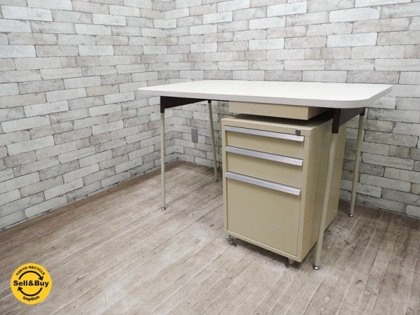 イデー HARDWARE by IDEE タスクテーブルL TASK & ゴマーパイル サイドキャビネット GOMER PILE デスク 作業台 & 引き出し デスクワゴン 廃盤希少 2点セット ◇