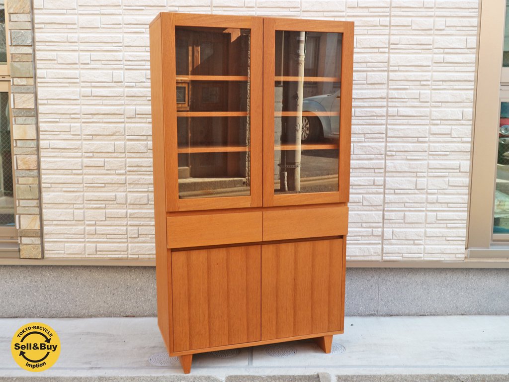 ウニコ unico コルソ CORSO シリーズ カップボード 食器棚 ガラスキャビネット オーク材 廃盤 ◎