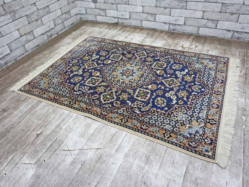 最高級 トルコ絨毯 120×90 ヘレケ産 ウール100% メダリオン アラベスク ●