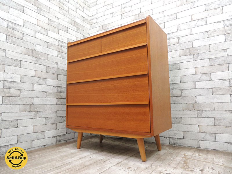 ウニコ unico アルベロ ALBERO トールチェスト チーク 引出 ドロワー 抽斗 ハイチェスト 洋服箪笥 北欧60’sビンテージテイスト ◇