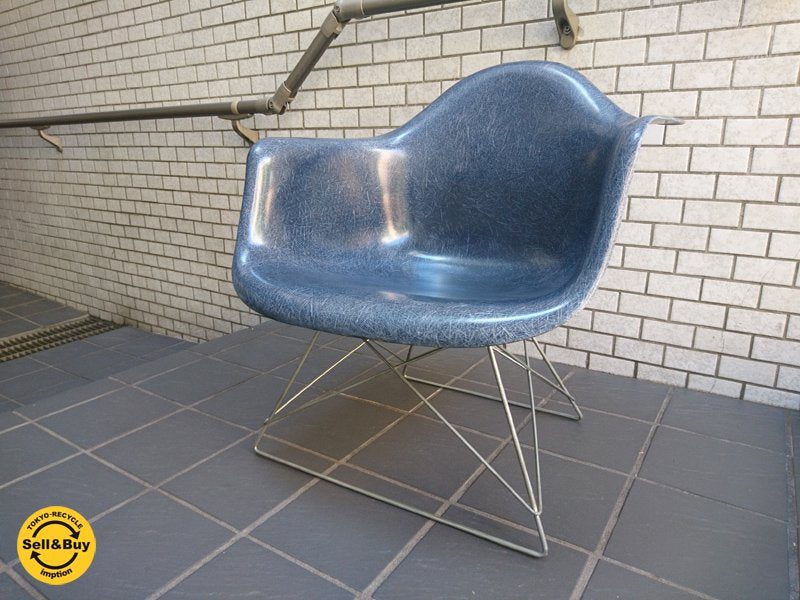 ハーマンミラー Herman Miller アームシェルチェア FRP製 現行ネイビーブルー + ビンテージキャッツクレイドルベース C&Rイームズ ミッドセンチュリー ■