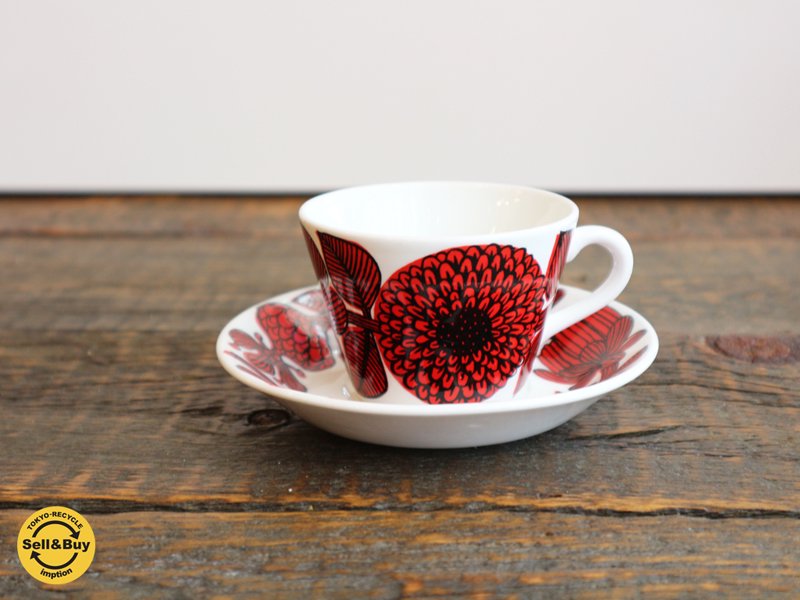 グスタフスベリ Gustavsberg レッドアスター Red Aster ビンテージ コーヒー カップ&ソーサー C&S 北欧 A ◎