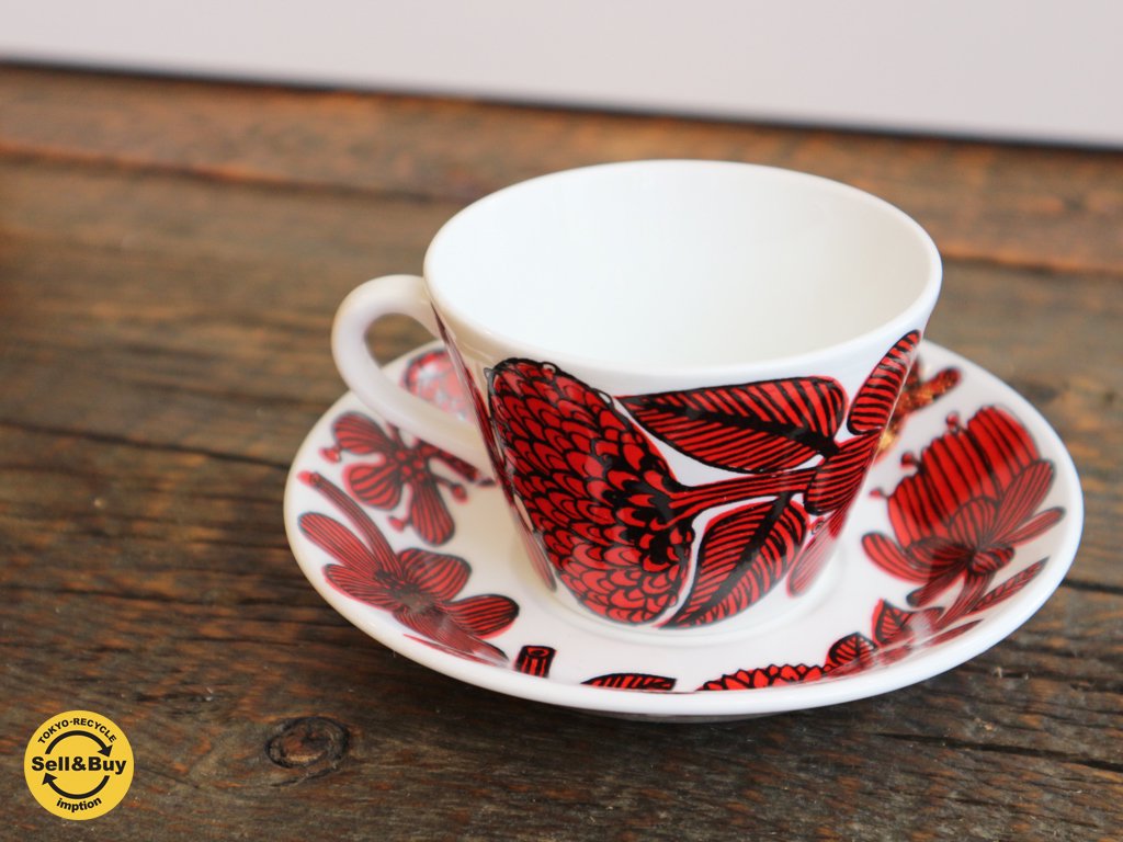グスタフスベリ Gustavsberg レッドアスター Red Aster ビンテージ コーヒー カップ&ソーサー C&S 北欧 B ◎