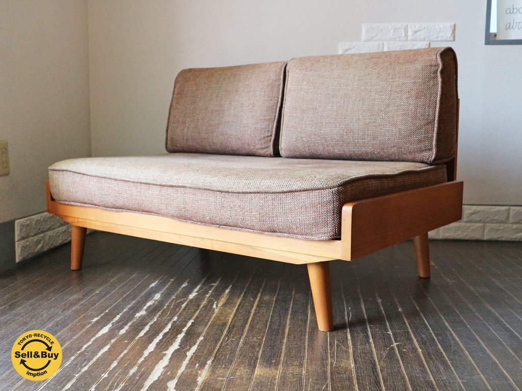 ウニコ unico アルベロ ALBERO 2シーター ソファ チークカラーフレーム×ファブリックシート ◎