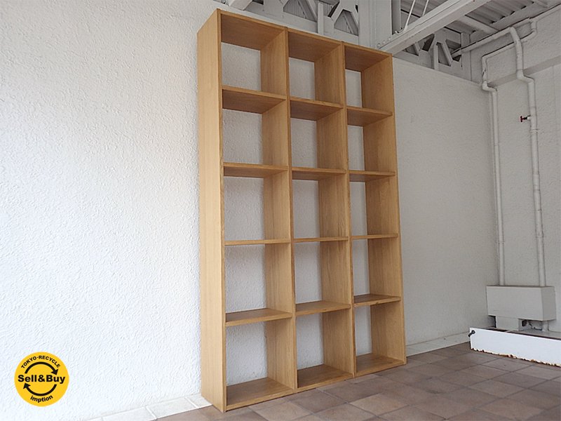 無印良品 MUJI スタッキングシェルフセット ( 本棚 オープンシェルフ フリーラック ) 5段×3列 オーク材 ナチュラル ◇