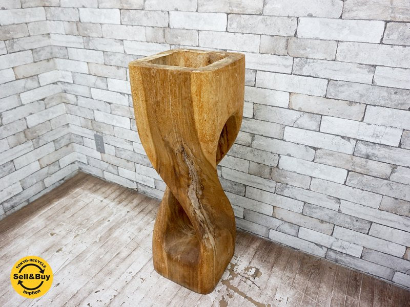 クラフト家具 無垢材 プランター 花台 オブジェ 流木風 A ●