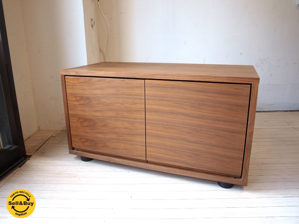 無印良品 MUJI スタッキング キャビネット ウォールナット AVボード オプション扉付 幅 82cm ★