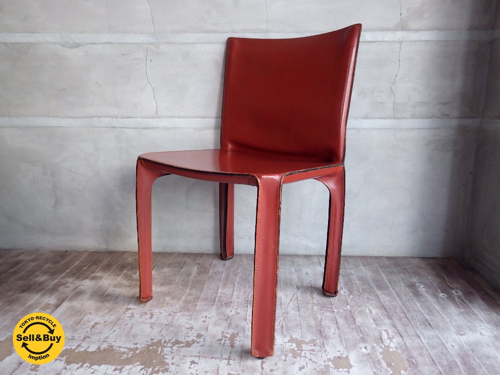 カッシーナ イクスシー Cassina ixc. 412 キャブ CAB アームレスチェア 赤茶 マリオ・ベリーニ デザイン 定価17万円 C♪