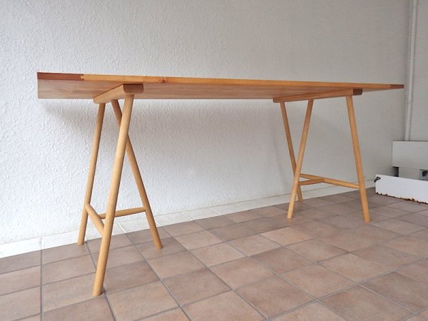 グラフ graf トロープ TROPE シリーズ 馬脚 T-3 無垢オーク材 ×2脚 & 天板 T-4 無垢アルダー材 = テーブルセット 現行販売商品 定価:¥119,880- 美品 ◇