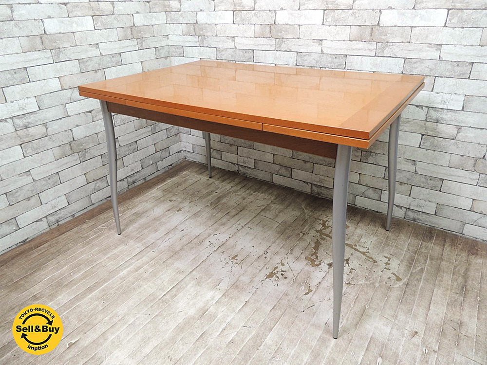 カリガリス Calligaris EXダイニングテーブル ドローリーフ 伸長式 スチール脚 W120~180cm イタリア ●