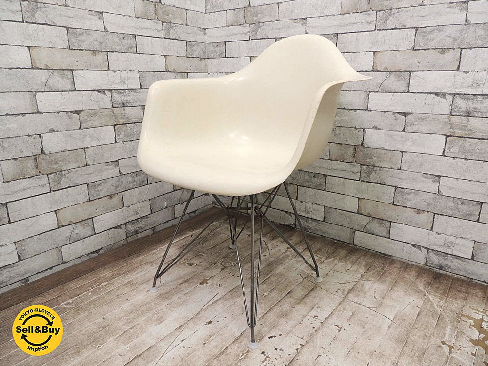 ハーマンミラー Herman Miller ビンテージ アームシェルチェア パーチメント 2nd薄型シェル エッフェルベース FRP ミッドセンチュリー ●