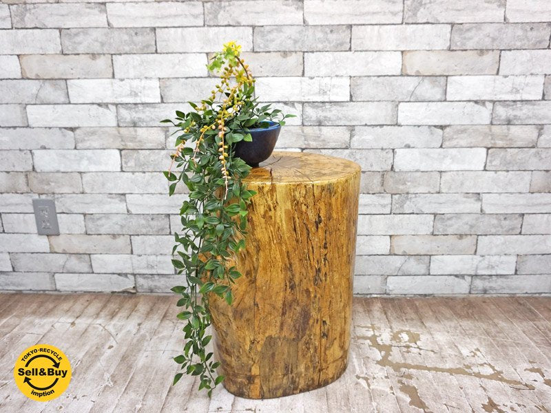 クラフト家具 丸太 無垢材 スツール 花台 A ●