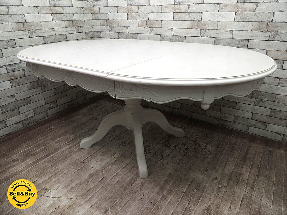 カントリーコーナー Country Corner ロマンスコレクション EXダイニングテーブル 伸長式テーブル W115~180cm シャビーペイント フランス ●