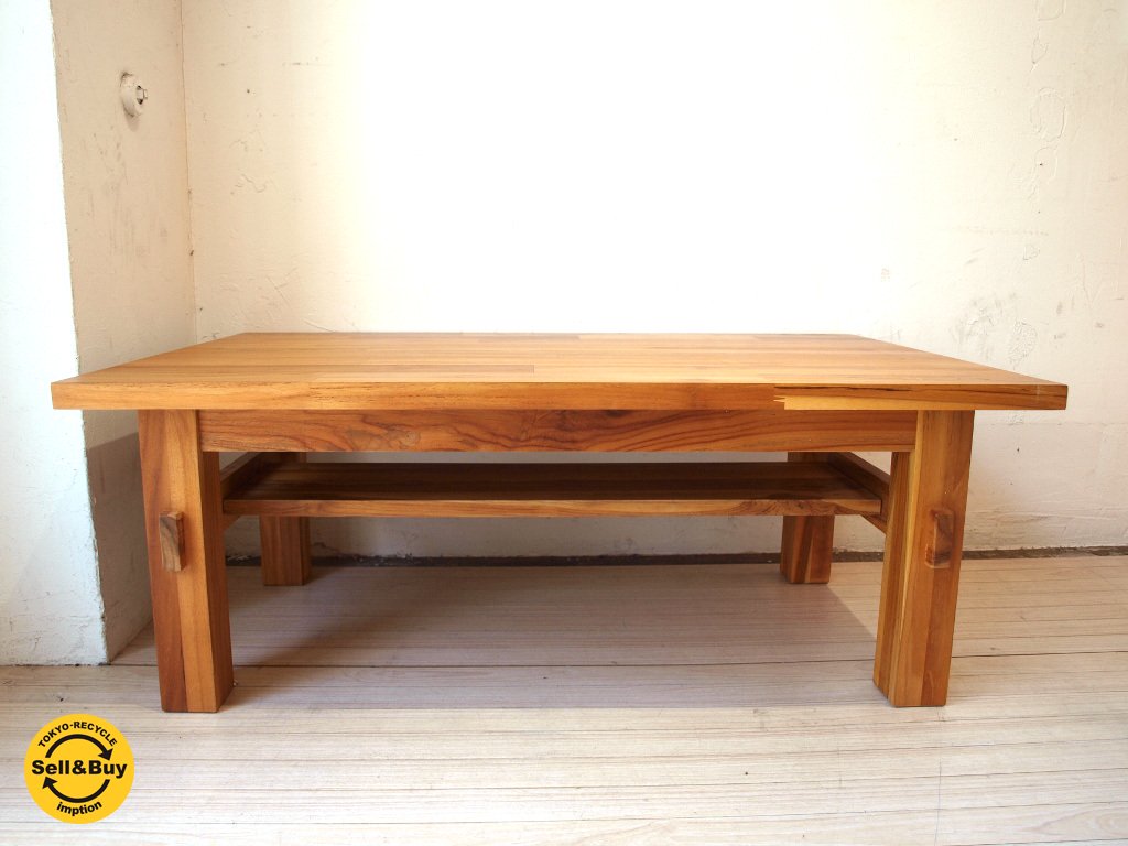 ウニコ unico ブレス BREATH チーク無垢材 ローテーブル 幅95cm 美品 ★