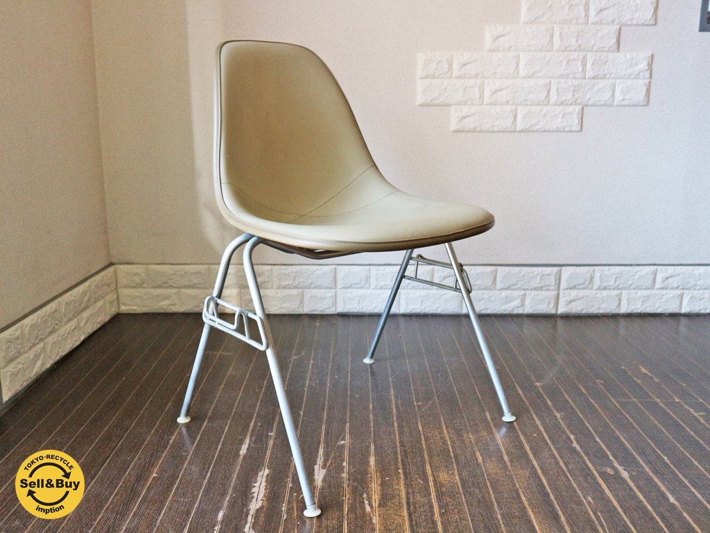 ハーマンミラー Herman Miller シェルチェア ナウガレザー 2nd サイドシェルチェア スタッキングベース ローアンバー チャールズ&レイ・イームズ B ◎