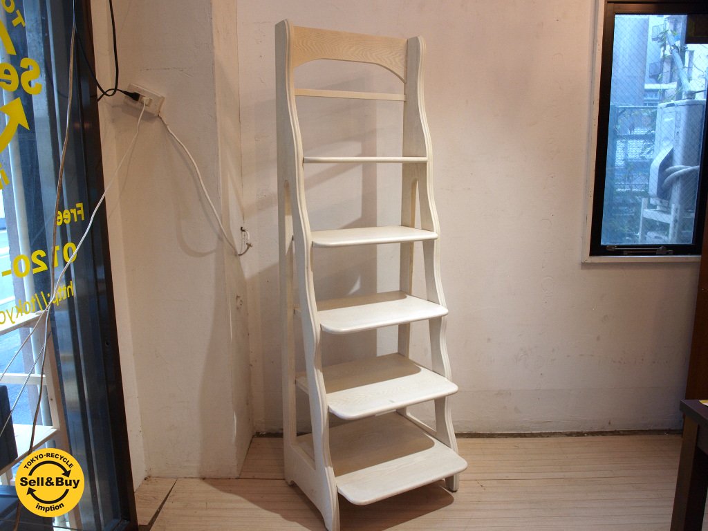 ホワイト ラダーシェルフ ladder Shelf フレンチテイスト ディスプレイ シェルフ 自立タイプ 飾り棚 本棚 ★