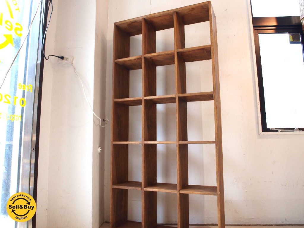 ジャパン ビンテージ スクールロッカー 5段3列 オープンシェルフ 廃校にあった古い収納棚 ノスタルジック ★