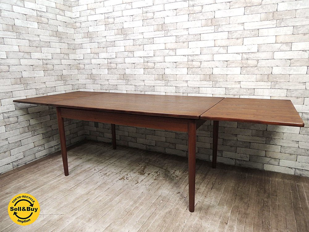 アンドレアス・トック ANDREAS TUCK ドローリーフ AT316 ダイニングテーブル チーク材 ハンス・J・ウェグナー 北欧家具 希少ヴィンテージ ●