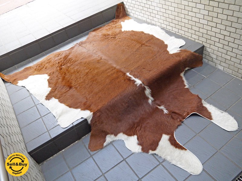 大判 カウラグ 牛革 カーペット ラグマット 毛皮 ハラコ 敷物 ■