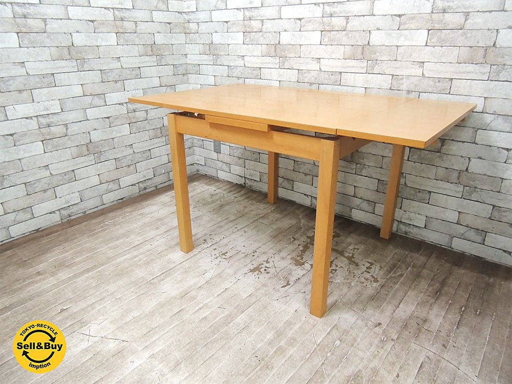 無印良品 MUJI ブナ材 エクステンションダイニングテーブル 伸長式 W80~130cm ナチュラル ●