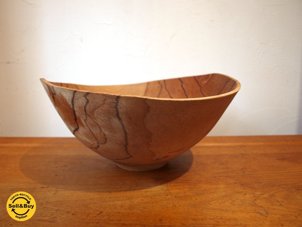 須田二郎 木製の器 ボウル 32cm 無垢材 木工旋盤 ターニングウッド インテリア ボウル ベース オブジェ ★