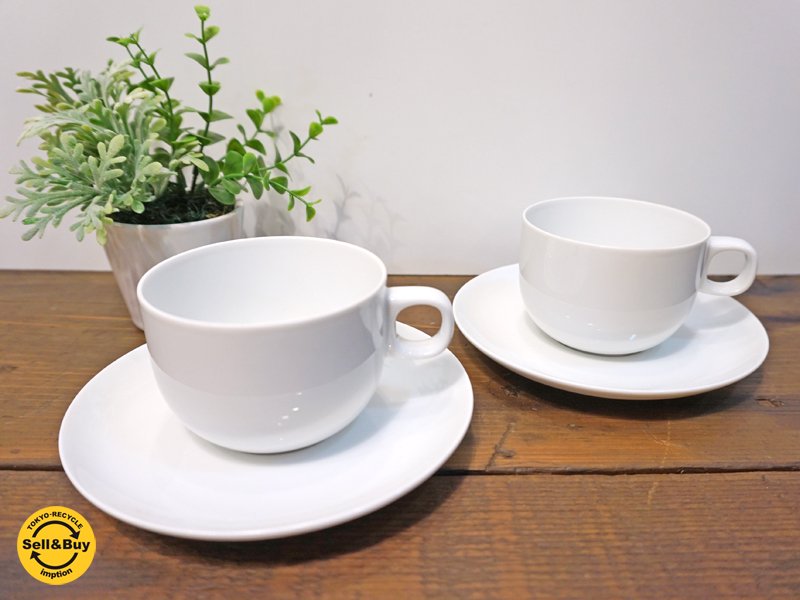 ローゼンタール Rosenthal スタジオラインstudio-line ムーンホワイトシリーズ カップ&ソーサー 2脚セット 未使用 箱付き ジャスパ・ーモリソン Jasper morrison ●