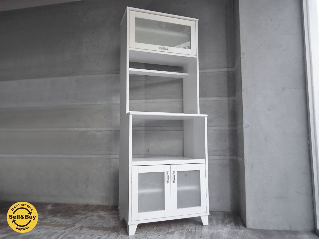 モモナチュラル Momo Natural ランド LAND カップボード レンジボード 食器棚 ホワイト ♪