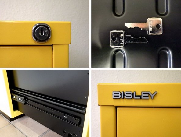 ビスレー BISLEY ベーシック BASIC シリーズ 1F3 ファイリングデスクキャビネット / マルチドロワー イエロー 鍵&トレイ×2枚付き A3サイズOK! 総額¥69,768- ◇