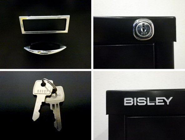 ビスレー BISLEY ベーシック BASIC シリーズ F2 ファイリングデスクキャビネット / マルチドロワー ブラック 鍵&A4用レール付き A3サイズOK! 総額¥62,640- ◇