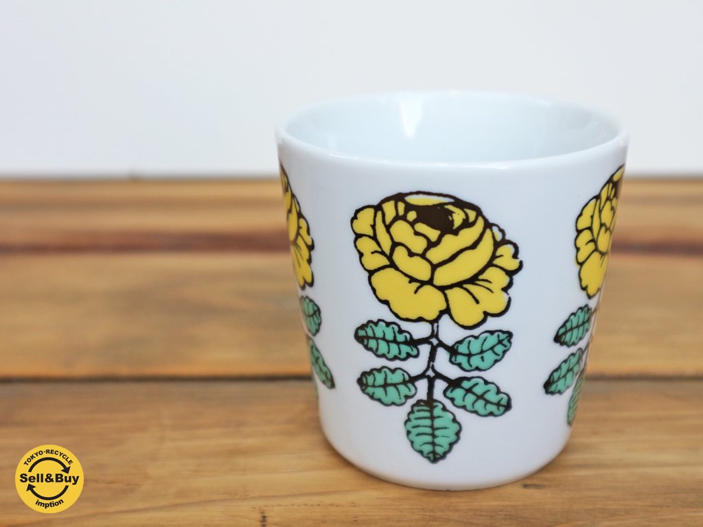 マリメッコ marimekko ヴィヒキルース VIHKIRUUSU ラテマグ イエロー マイヤ・イソラ デザイン 希少 廃番カラー B ◎