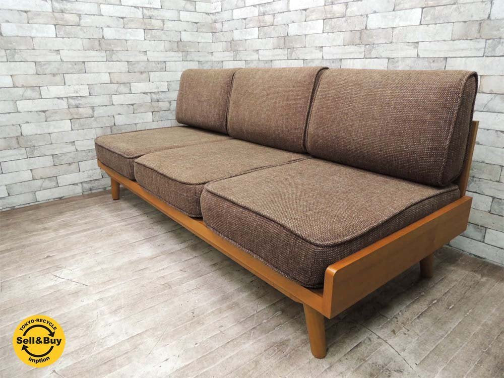 ウニコ unico アルベロ ALBERO 3人掛けソファ 北欧 ヴィンテージスタイル ブラウン色カバーリング ●