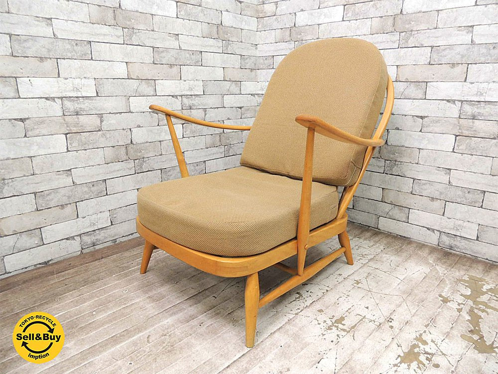 アーコール Ercol ウィンザーソファ WINDSOR SOFA 1pソファ ビンテージ ビーチ材 UKビンテージ 英国家具 アンティーク ●