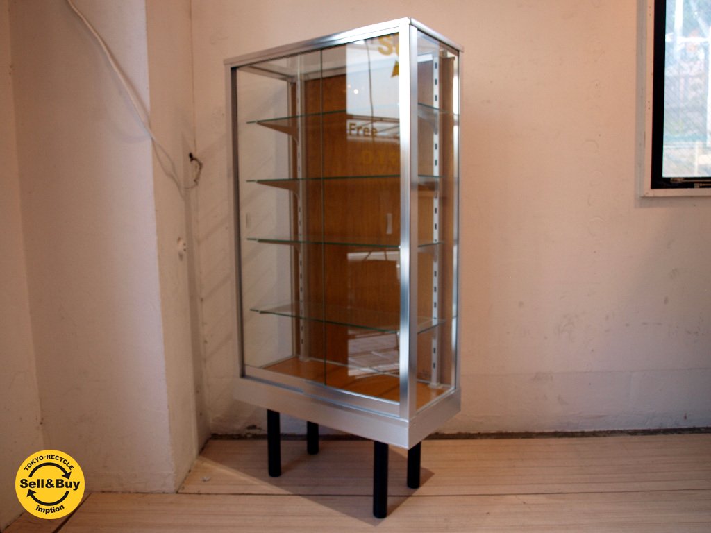 パシフィック ファニチャー サービス P.F.S. アルミナム ガラスケース ALUMINIUM GLASS CASE 幅60cm 美品 ★