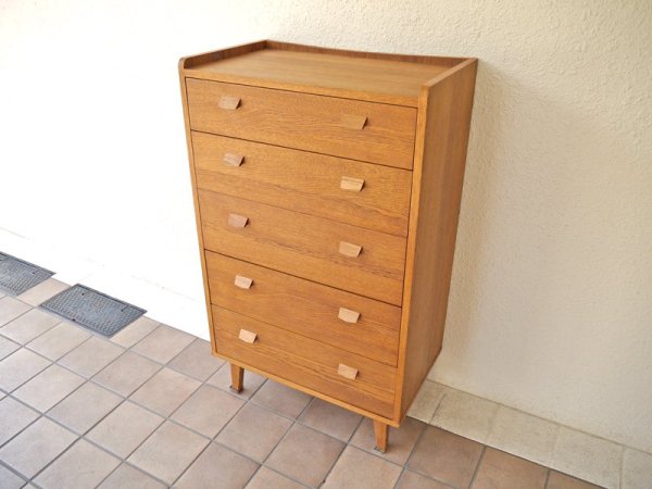 ウニコ unico クルト KURT トールチェスト オーク材 ブラウン オイルフィニッシュ 北欧ビンテージテイスト 収納家具 ドロワー 引出 衣装タンス キャビネット 箪笥 ◇