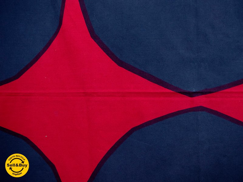 マリメッコ marimekko イソトキヴェット ISOT KIVETT 赤×紺 138×100 ビンテージ ファブリック 生地 マイヤ・イソラ Maija Isola●