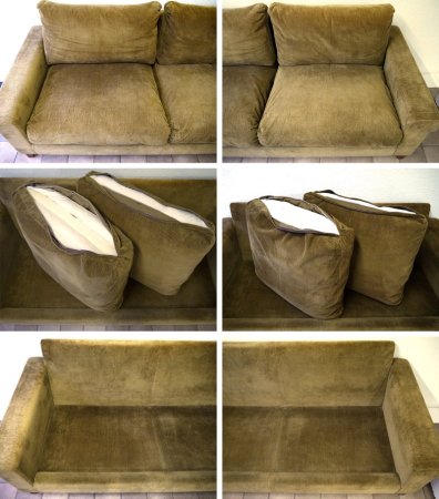 トラックファニチャー TRUCK FURNITURE FK ソファ 3シーター ・ ウォールナット無垢材 太畝コーデュロイ生地 F-21 ・ グリーン 参考価格¥448,200- ◇