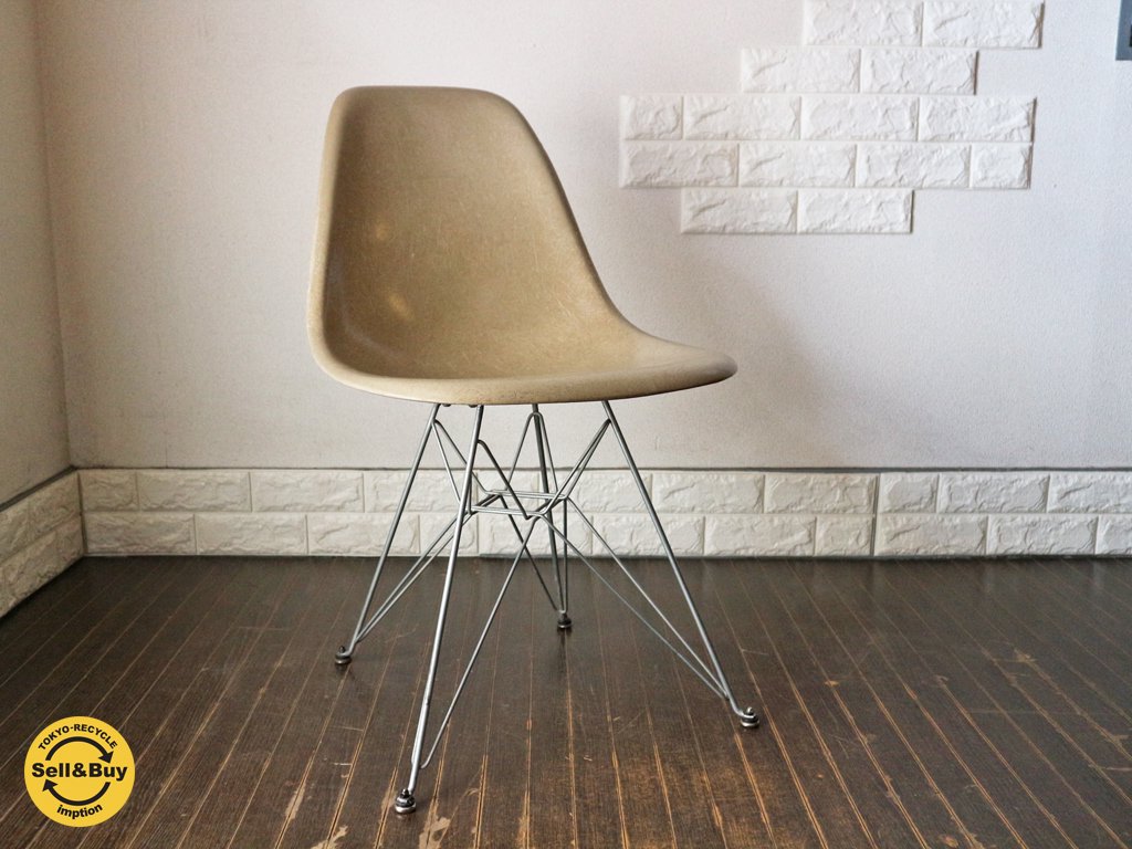 ハーマンミラー Herman Miller サイド シェルチェア 2nd ヴィンテージ FRP グレージュ+ 1st エッフェルベース C&R イームズ ◎