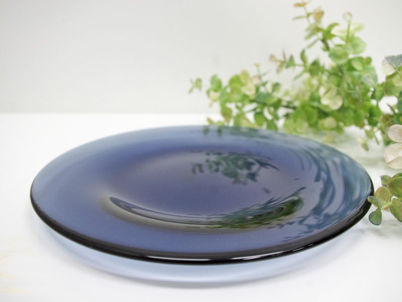 アラビア ARABIA オマ oma ガラスプレート ブルーベリーブルー 22cm ハッリ・コスキネン 廃盤希少品 A ●