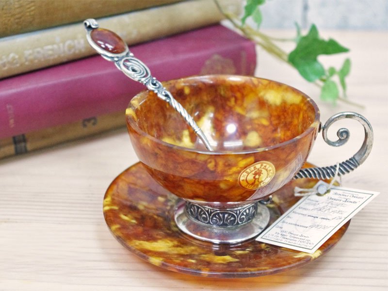 AMBER PALACE RUSSIA ビンテージ 琥珀 カップ&ソーサー C&S ●
