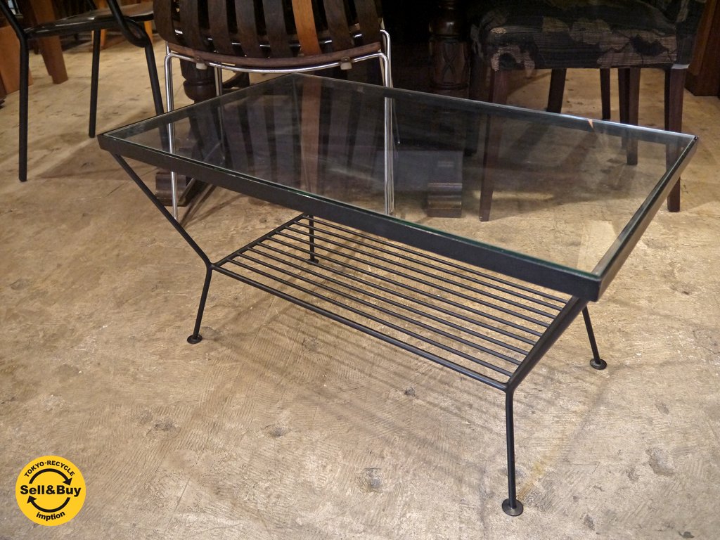 unico Eddy ローテーブル ガラス アイアン W750