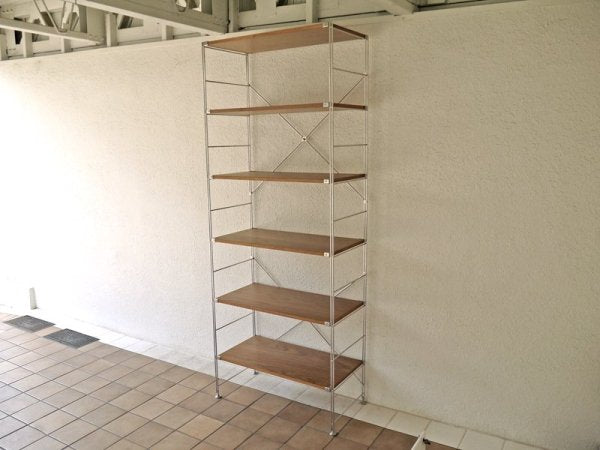 無印良品 MUJI ステンレスユニットシェルフ ウォールナット棚セット ・ 特大 + 追加棚1枚付き=計6段 参考価格¥41,900- オープンシェルフ 本棚 キッチンラック 陳列棚 ディスプレイ ◇