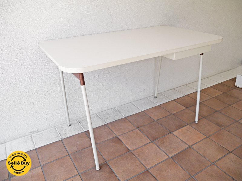 イデー HARDWARE by IDEE 廃盤 TASK TABLE デスク 作業台 ダイニングテーブル ワークテーブル W120cmタイプ 白×茶 ◇