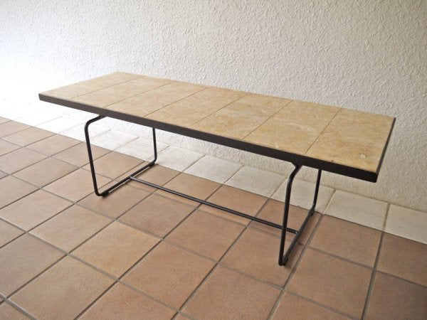 イデー IDEE マクタン ローテーブル MACTAN LOW TABLE 美品 飾り棚 ディスプレイラック 陳列棚 ベンチ リビングテーブル 天然石天板 ◇