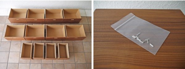 無印良品 MUJI スタッキングチェスト 1 x 5 引き出し 4個 x 1 + 引き出し 2個 x 4 = 計5個 ウォールナット材 参考価格:¥30,950- ◇