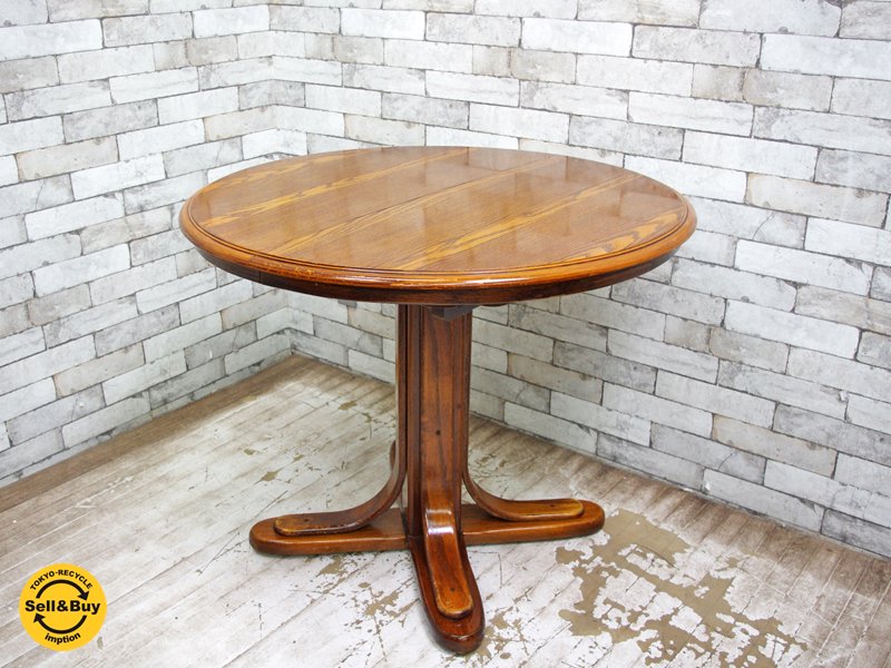 シンリー shin-Lee 伸長式 エクステンションラウンドテーブル オーク材 w92~132cm 英国クラシカルスタイル ●