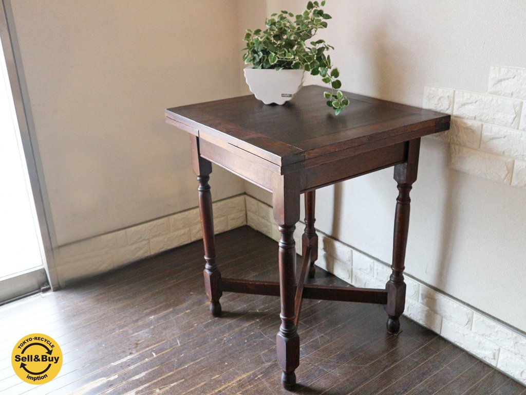 英国 アンティーク ドローリーフテーブル オーク材 UK ビンテージ イギリス ダイニングテーブル w60 ◎