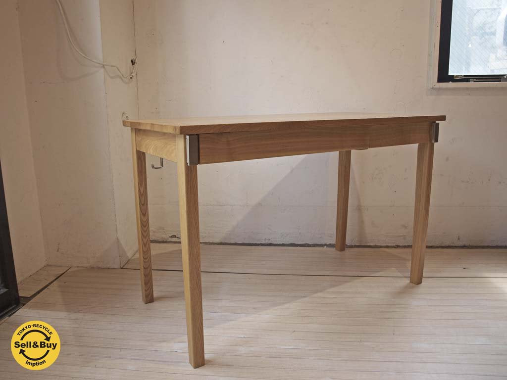 無印良品 MUJI 廃盤 タモ 無垢材仕様 パーソナル デスク DESK 幅110cm ドロワー/引出し ★
