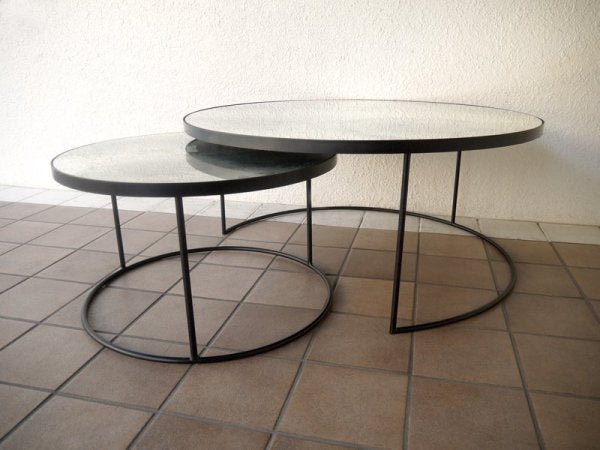 ノートルモンド NOTRE MONDE ネスティング コーヒーテーブル セット HEAVY AGED MIRROR TOP ザ・コンランショップ取扱 定価¥172,800- 展示品 ローテーブル ◇