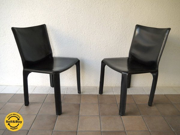 カッシーナ Cassina 412 キャブ CAB アームレスチェア 黒 巨匠マリオ・ベリーニ '77デザイン MoMAパーマネントコレクション 定価¥213,840- A ◇