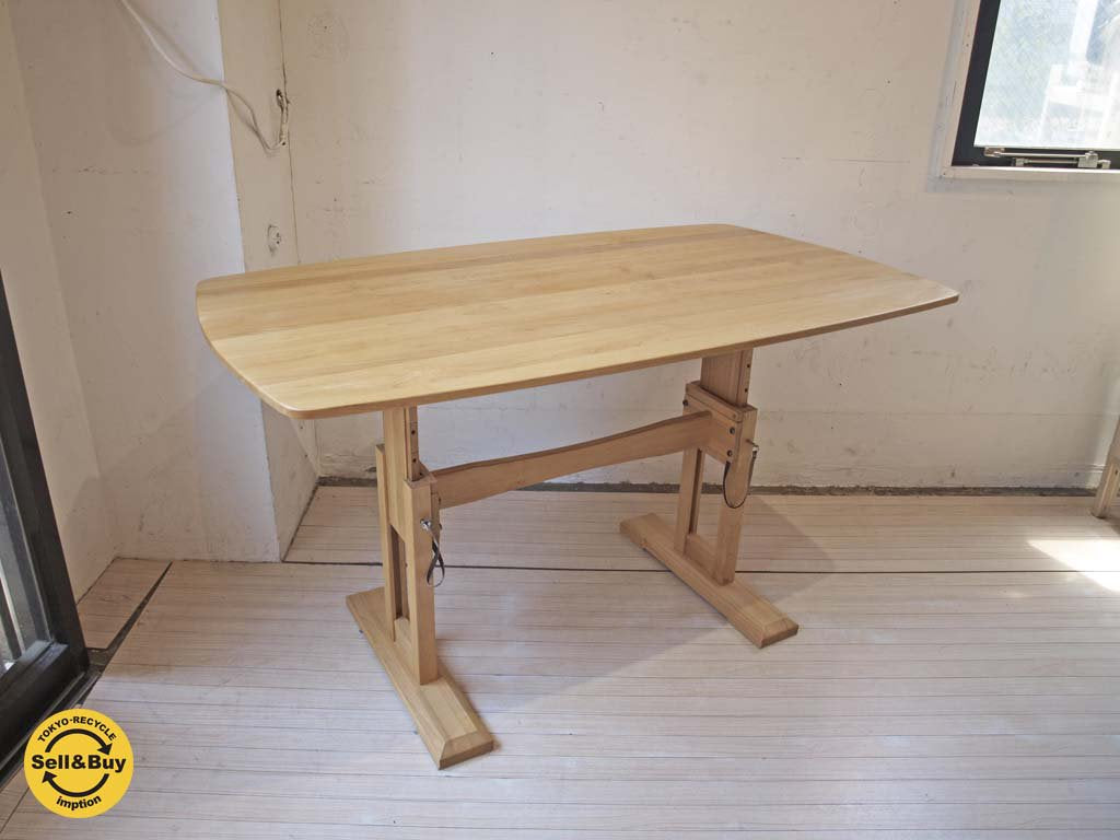 モモナチュラル MOMO natural FD ミドルテーブル MIDDLE TABLE アルダー材 オイル仕上 高さ49cm~71cmまで4段階調整 ★